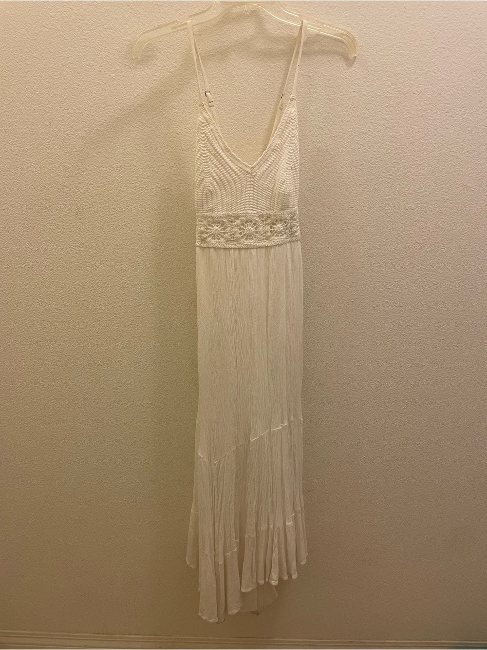 Hollister White Crochet-Trim Strapless Maxi Dress